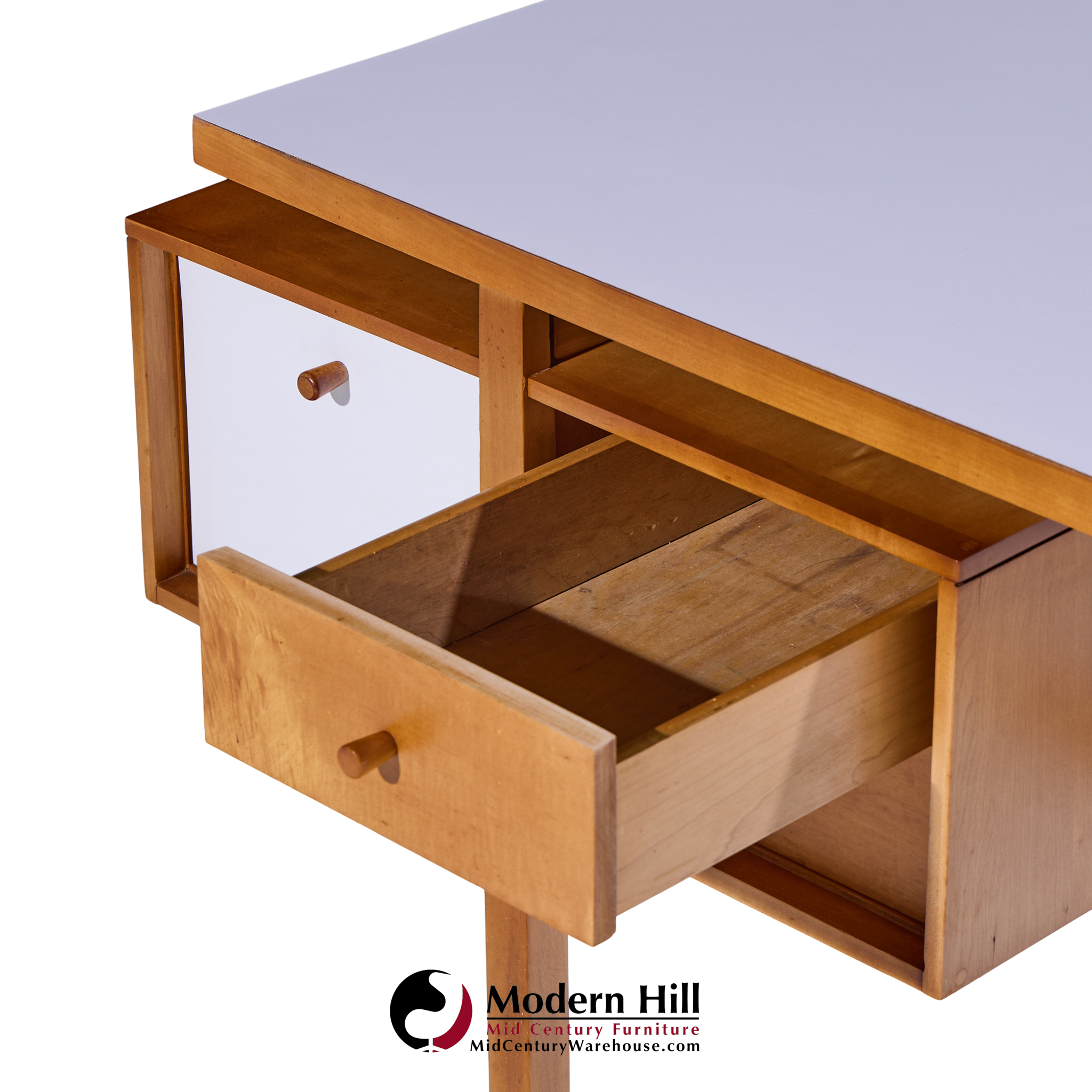 Glenn of California Mid Century Walnut and White Formica Desk