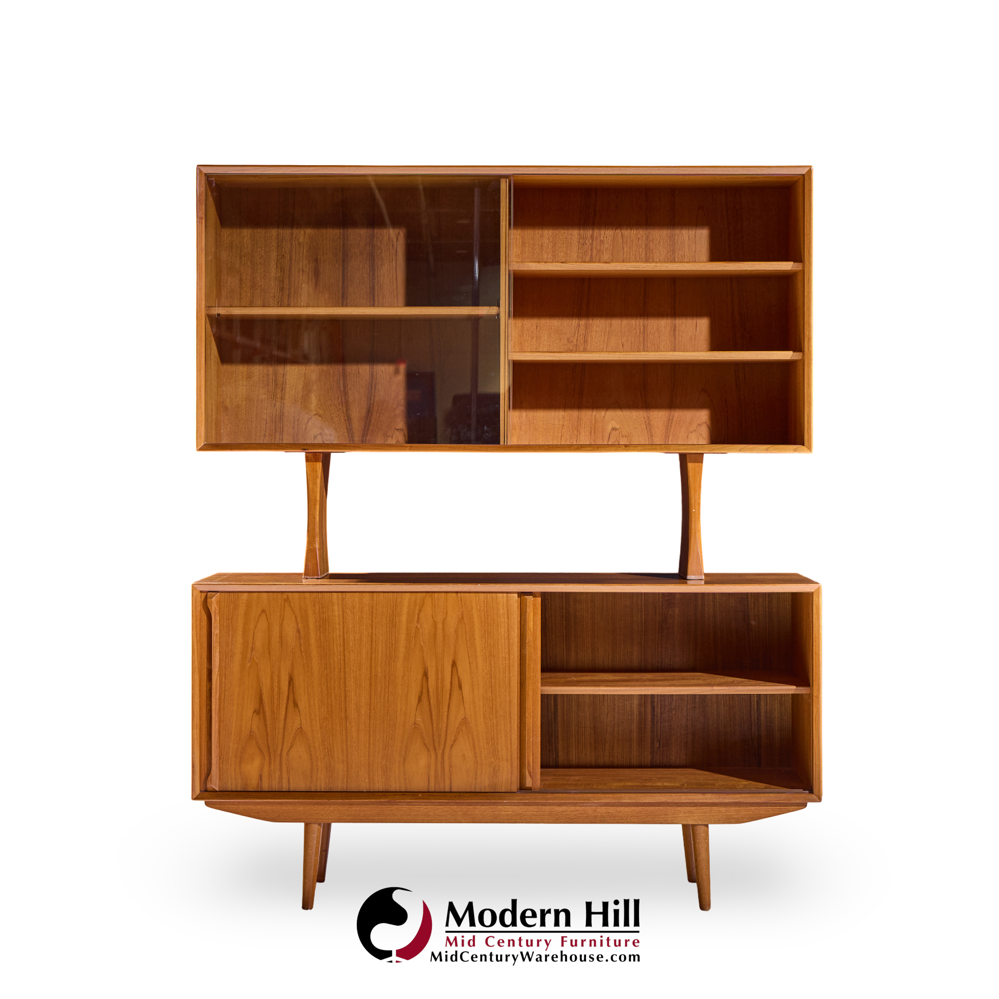 Hp Hansen Style Mid Century Danish Teak Credenza and Hutch