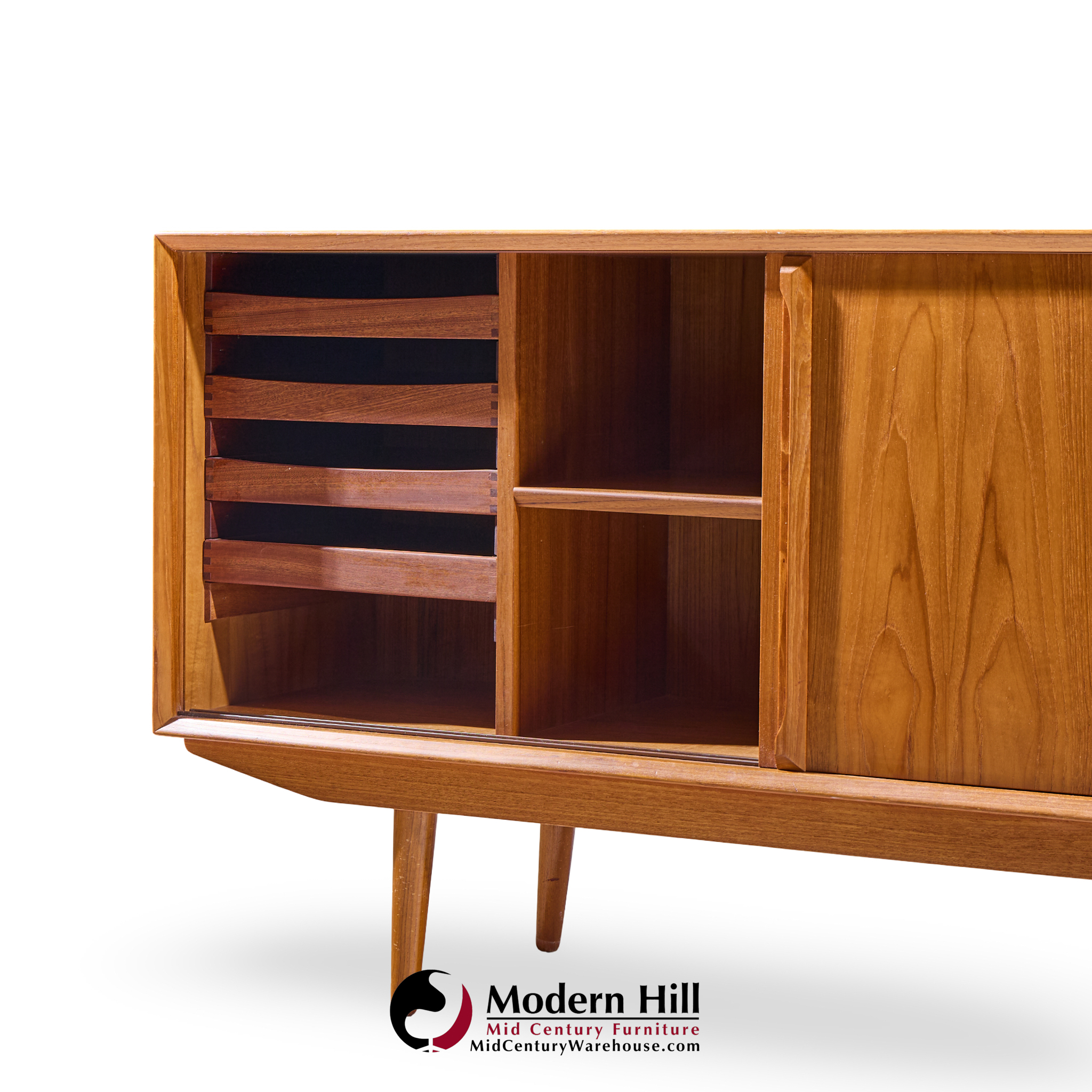 Hp Hansen Style Mid Century Danish Teak Credenza and Hutch