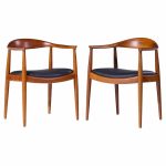 hans wegner for johannes hansen mid century danish teak the chair - pair