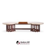 Harvey Probber Mid Century Walnut and Terrazzo Marble Top Coffee Table