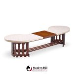 Harvey Probber Mid Century Walnut and Terrazzo Marble Top Coffee Table