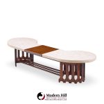 Harvey Probber Mid Century Walnut and Terrazzo Marble Top Coffee Table