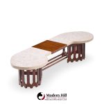Harvey Probber Mid Century Walnut and Terrazzo Marble Top Coffee Table