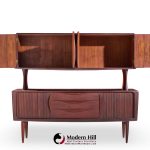 Hos Wulff Mid Century Danish Teak Tambour Door Credenza and Hutch