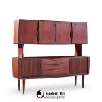 Hos Wulff Mid Century Danish Teak Tambour Door Credenza and Hutch