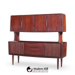 Hos Wulff Mid Century Danish Teak Tambour Door Credenza and Hutch