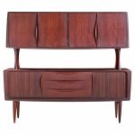 Hos Wulff Mid Century Danish Teak Tambour Door Credenza and Hutch