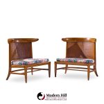 John Lubberts and Lambert Mulder for Tomlinson Mid Century Walnut and Cane Slipper Chairs - Pair | Mid Century Modern Furniture - Mid Century Furniture Chicago John Lubberts and Lambert Mulder for Tomlinson Mid Century Walnut and Cane Slipper Chairs - Pair