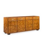 John Widdicomb Mid Century Burlwood and Brass Campaign Credenza | Mid Century Modern Furniture - Mid Century Furniture Chicago John Widdicomb Mid Century Burlwood and Brass Campaign Credenza