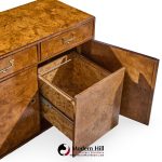 John Widdicomb Mid Century Burlwood and Brass Campaign Credenza | Mid Century Modern Furniture - Mid Century Furniture Chicago John Widdicomb Mid Century Burlwood and Brass Campaign Credenza