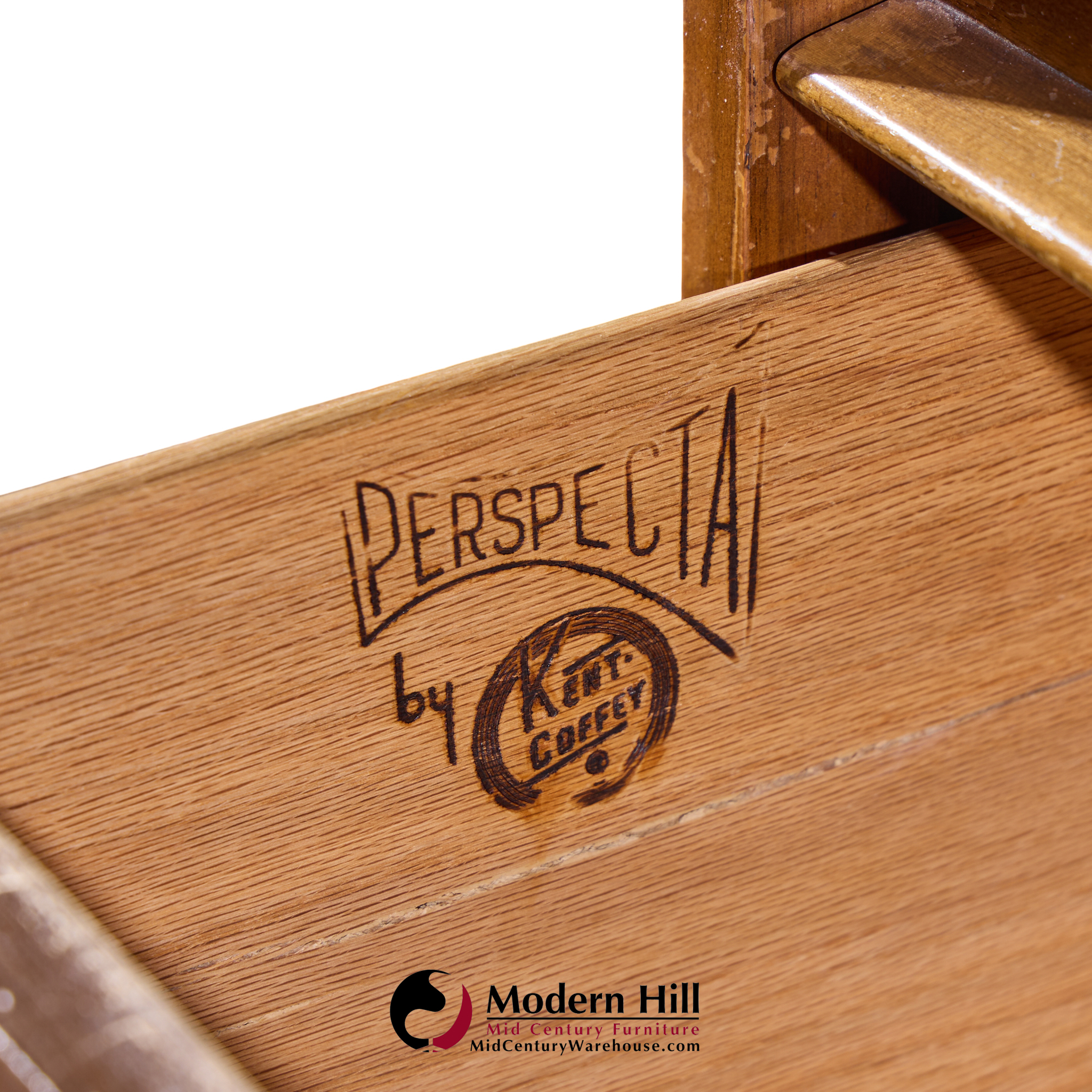 Kent Coffey Perspecta Mid Century Walnut and Rosewood 5 Drawer Highboy Dresser