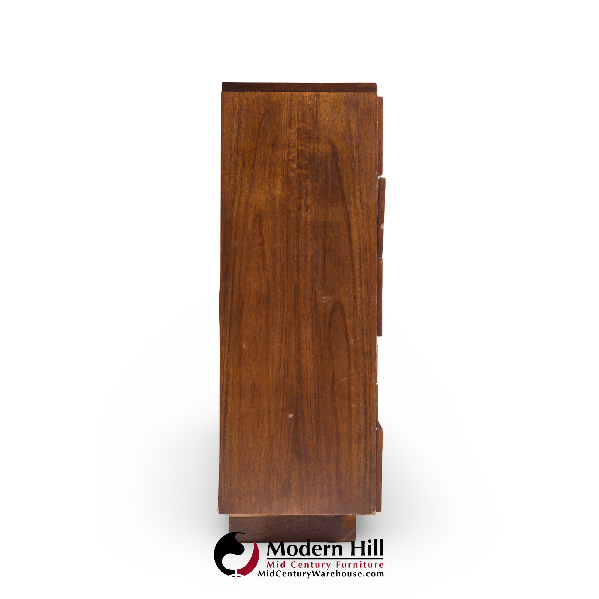 Lane Staccato Brutalist Mid Century Walnut Highboy Dresser