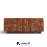 Lane Staccato Brutalist Mid Century Walnut Lowboy Dresser