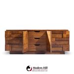 Lane Staccato Brutalist Mid Century Walnut Lowboy Dresser