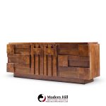 Lane Staccato Brutalist Mid Century Walnut Lowboy Dresser
