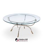 Maison Jansen Mid Century Round Rams Head Glass Top Coffee Table