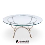 Maison Jansen Mid Century Round Rams Head Glass Top Coffee Table