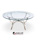 Maison Jansen Mid Century Round Rams Head Glass Top Coffee Table