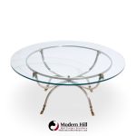 Maison Jansen Mid Century Round Rams Head Glass Top Coffee Table