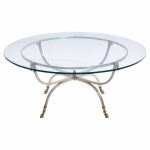 Maison Jansen Mid Century Round Rams Head Glass Top Coffee Table