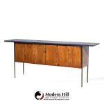Milo Baughman for Directional Mid Century Walnut, Slate and Brass Console Credenza