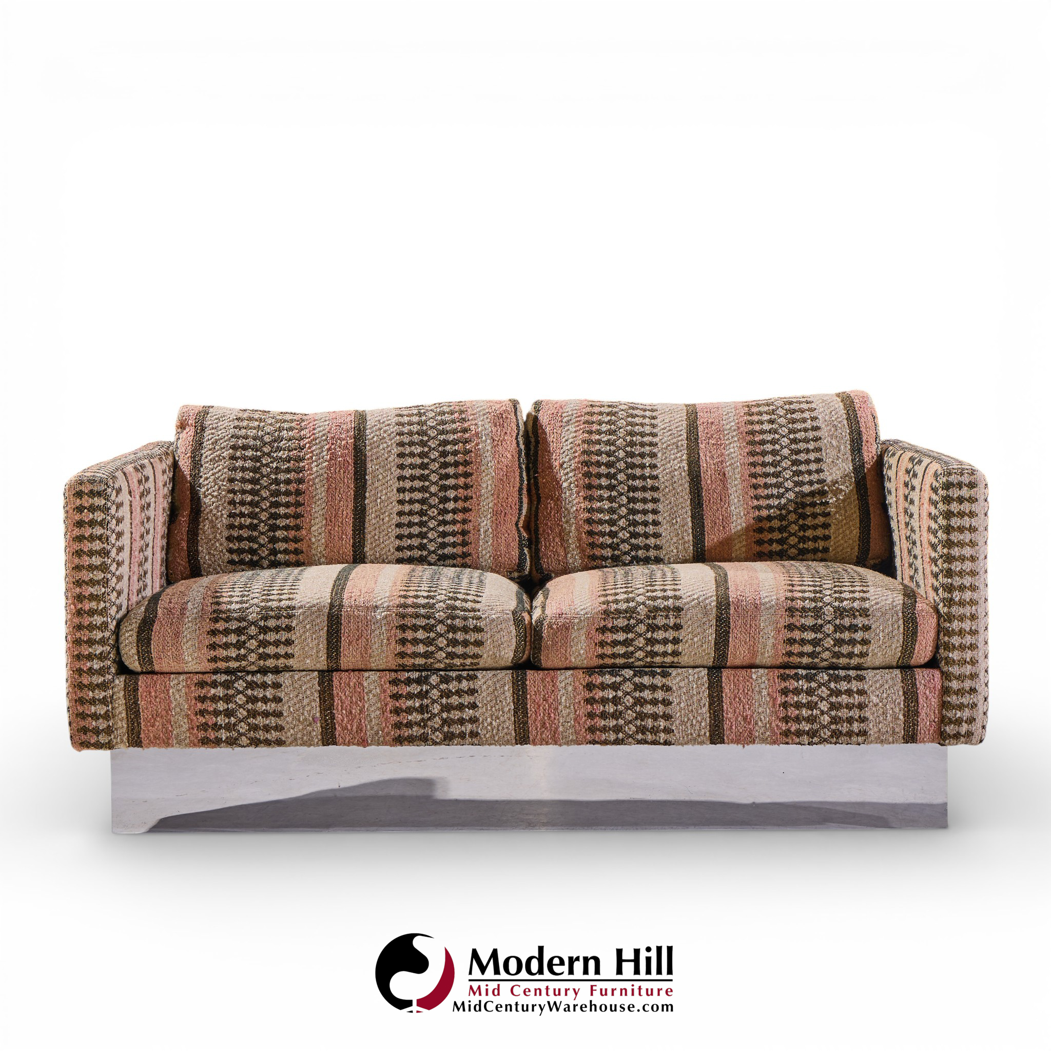 Milo Baughman for Thayer Coggin Chrome Settee Loveseat Sofa