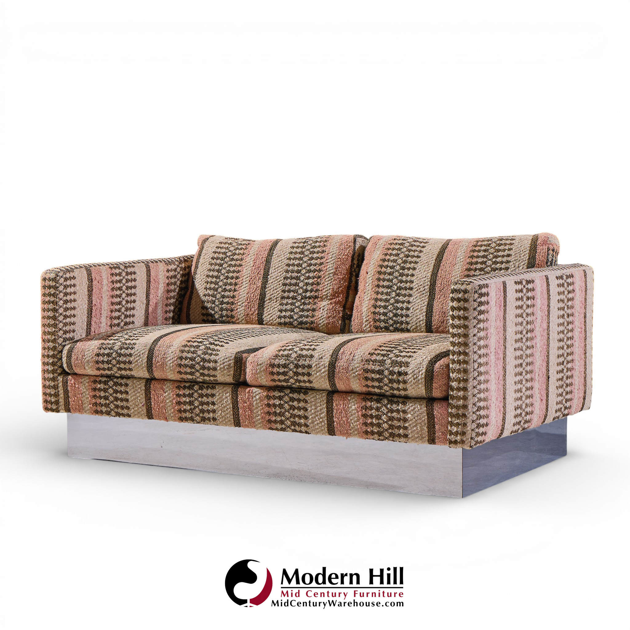 Milo Baughman for Thayer Coggin Chrome Settee Loveseat Sofa