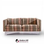 Milo Baughman for Thayer Coggin Chrome Settee Loveseat Sofas - Pair