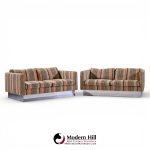 Milo Baughman for Thayer Coggin Chrome Settee Loveseat Sofas - Pair