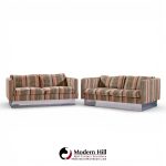 Milo Baughman for Thayer Coggin Chrome Settee Loveseat Sofas - Pair