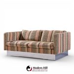 Milo Baughman for Thayer Coggin Chrome Settee Loveseat Sofas - Pair