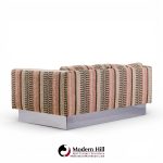 Milo Baughman for Thayer Coggin Chrome Settee Loveseat Sofas - Pair