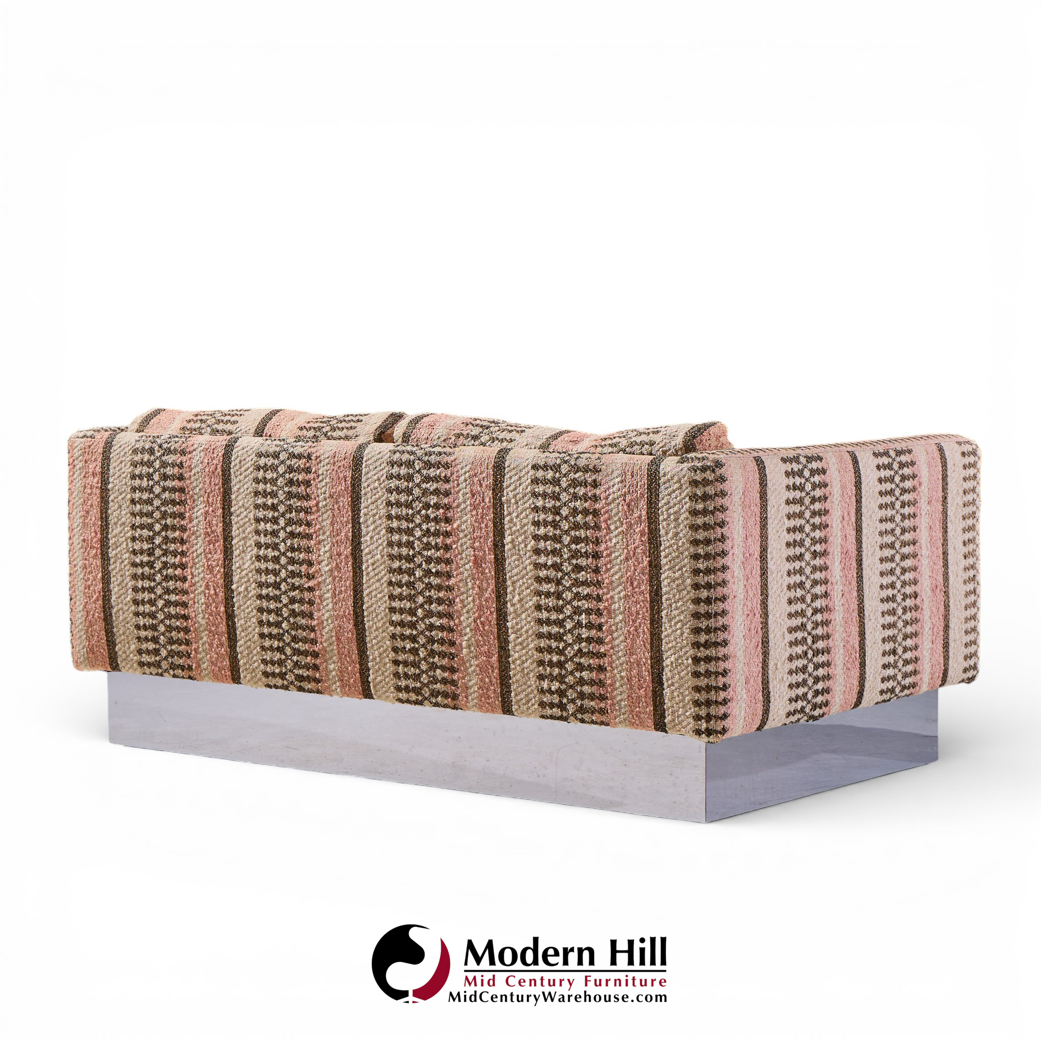 Milo Baughman for Thayer Coggin Chrome Settee Loveseat Sofas - Pair