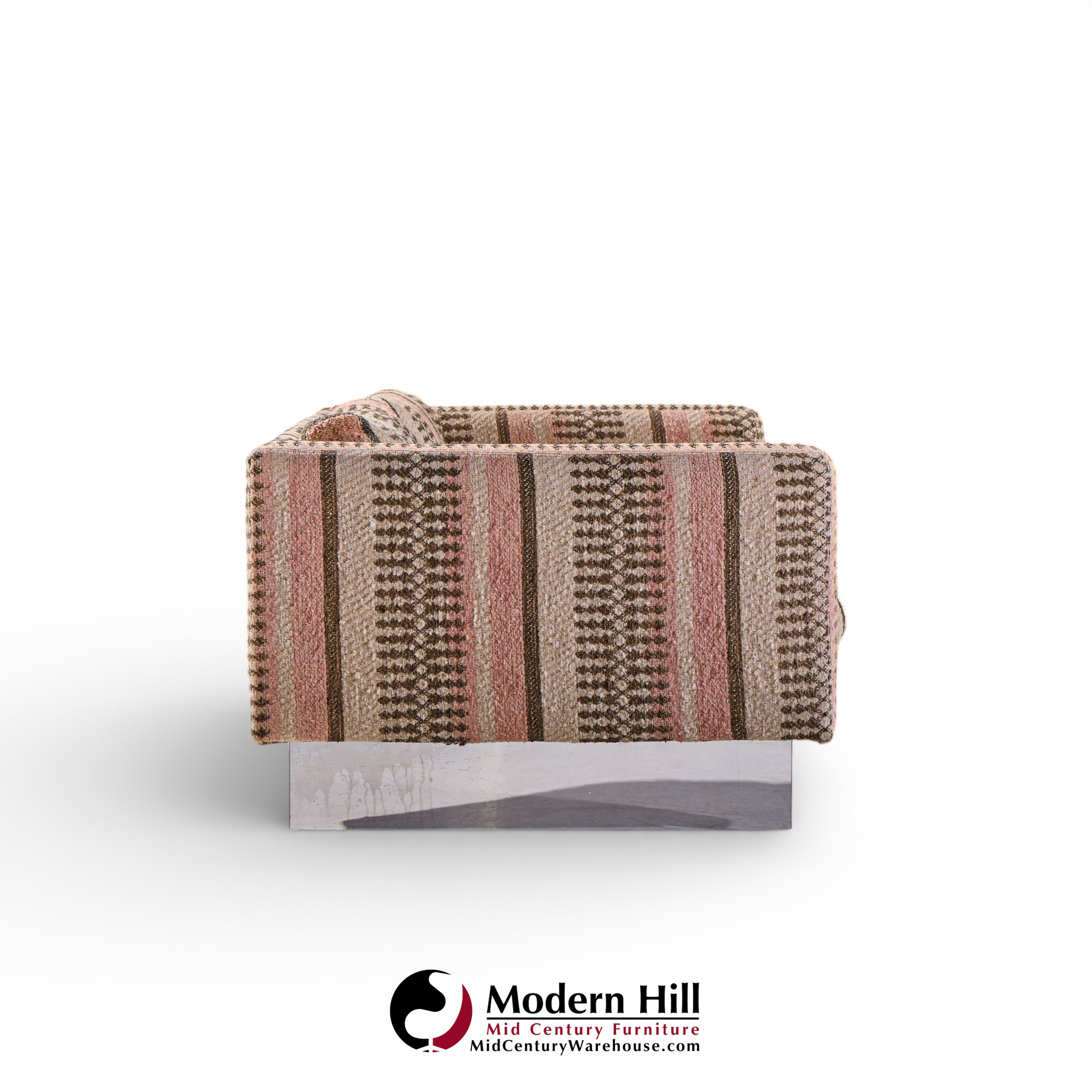 Milo Baughman for Thayer Coggin Chrome Settee Loveseat Sofas - Pair