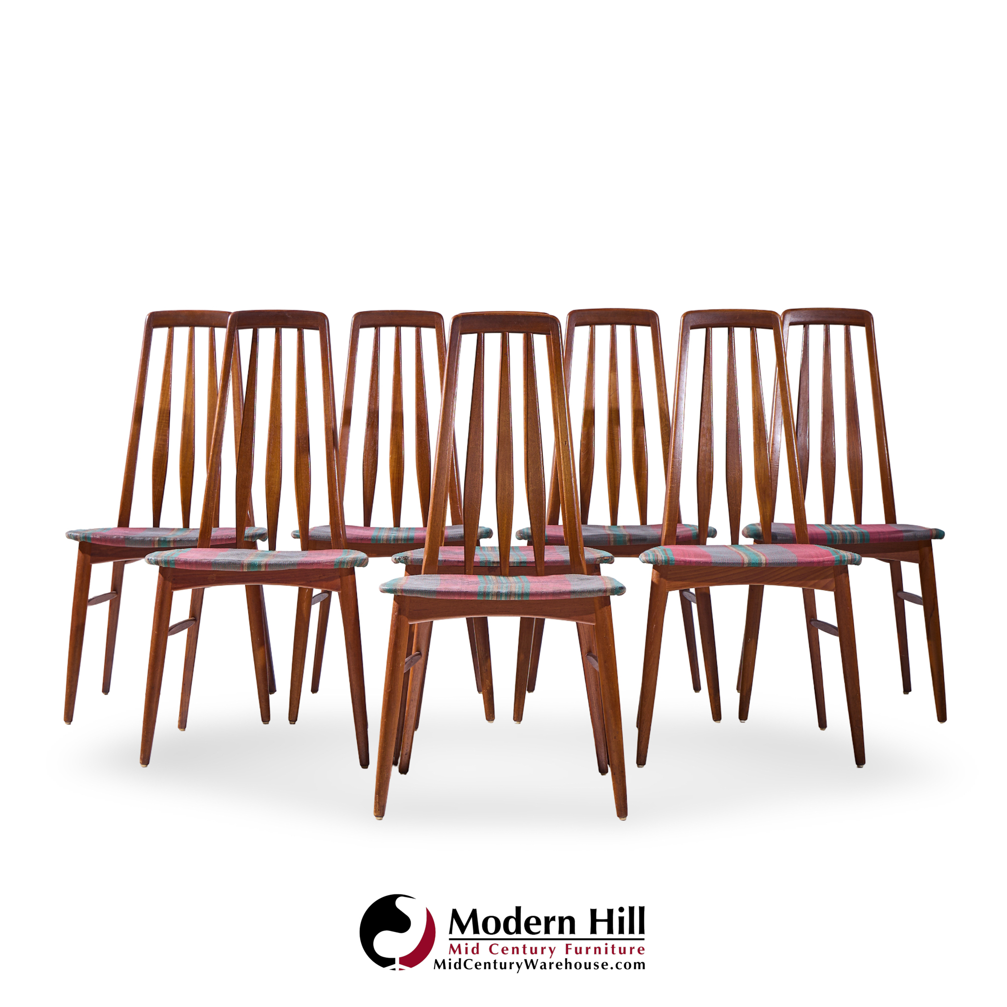 Niels Koefoed Eva Mid Century Danish Teak Dining Chairs - Set of 8 | Mid Century Modern Furniture - Mid Century Furniture Chicago Niels Koefoed Eva Mid Century Danish Teak Dining Chairs - Set of 8