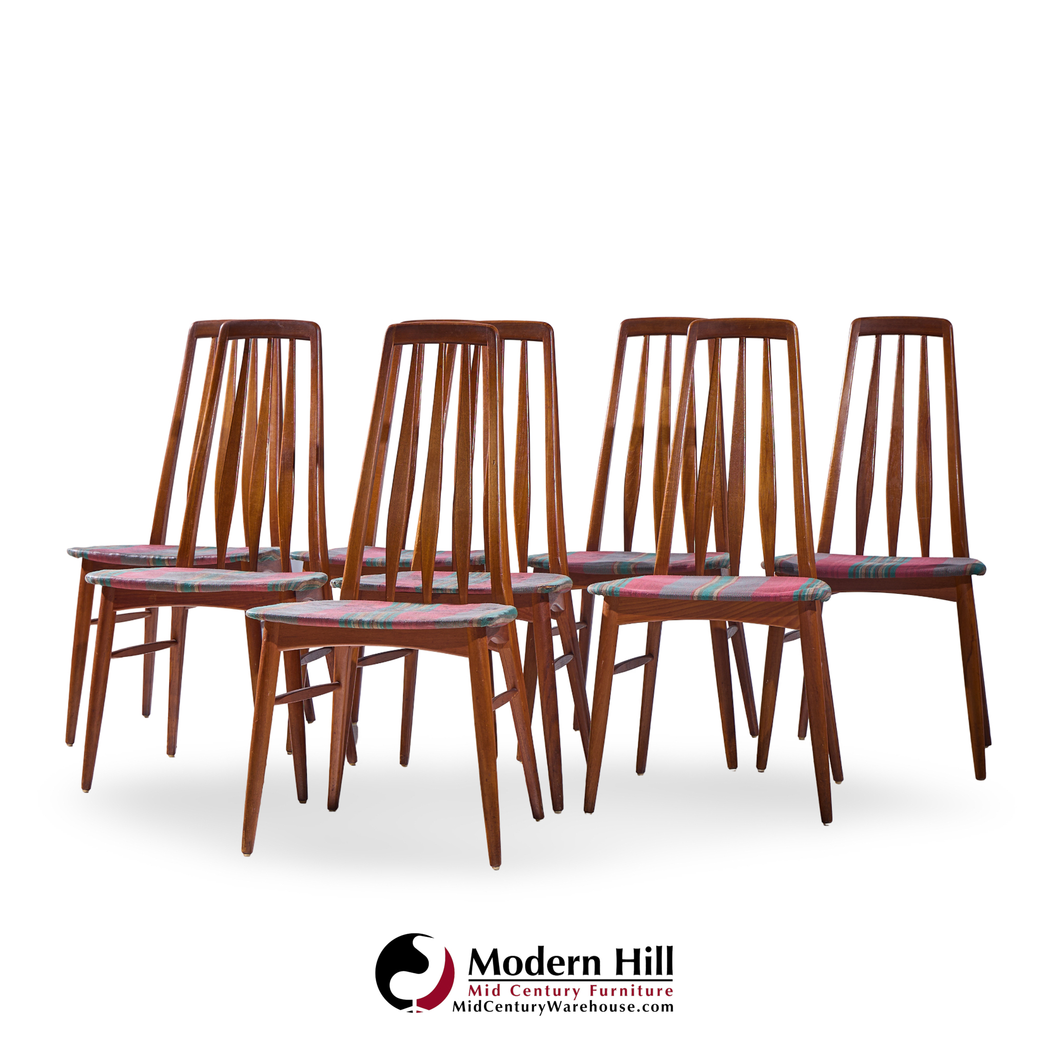 Niels Koefoed Eva Mid Century Danish Teak Dining Chairs - Set of 8 | Mid Century Modern Furniture - Mid Century Furniture Chicago Niels Koefoed Eva Mid Century Danish Teak Dining Chairs - Set of 8