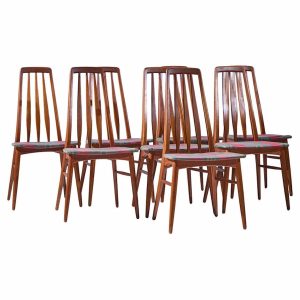 niels koefoed eva mid century danish teak dining chairs - set of 8