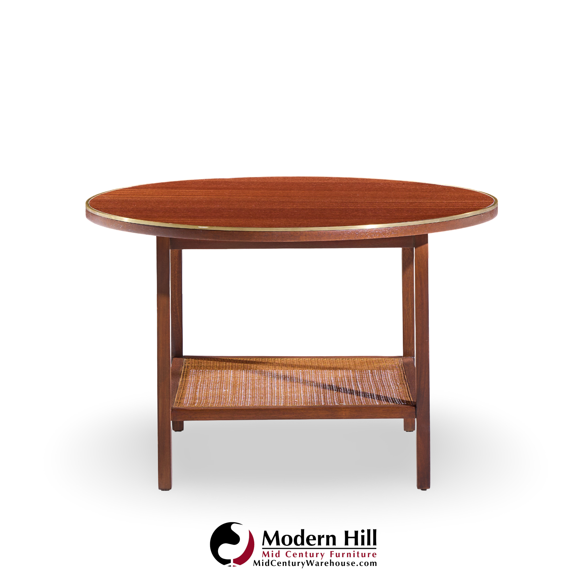 Paul Mccobb for Calvin Mid Century Walnut and Cane Coffee Table