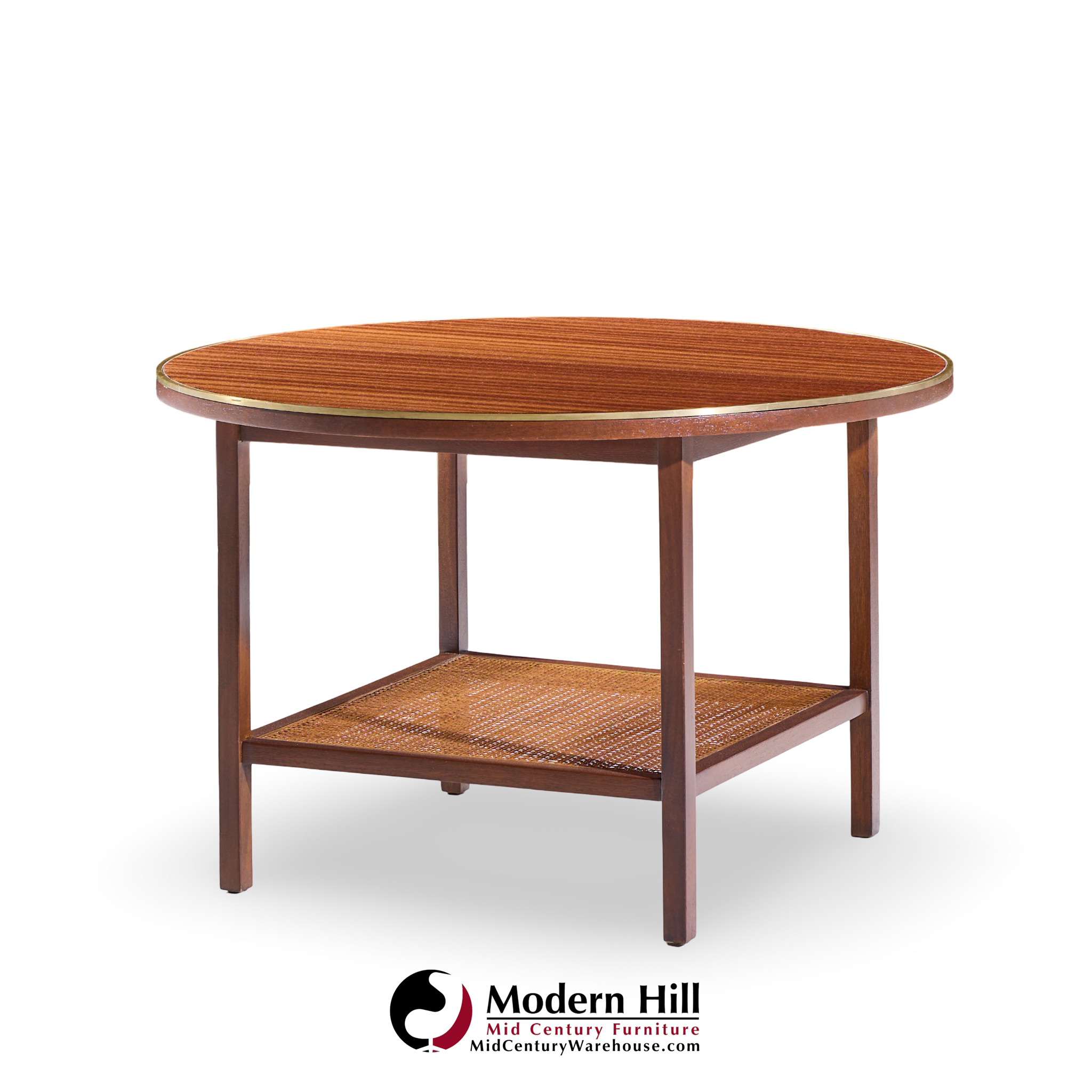 Paul Mccobb for Calvin Mid Century Walnut and Cane Coffee Table