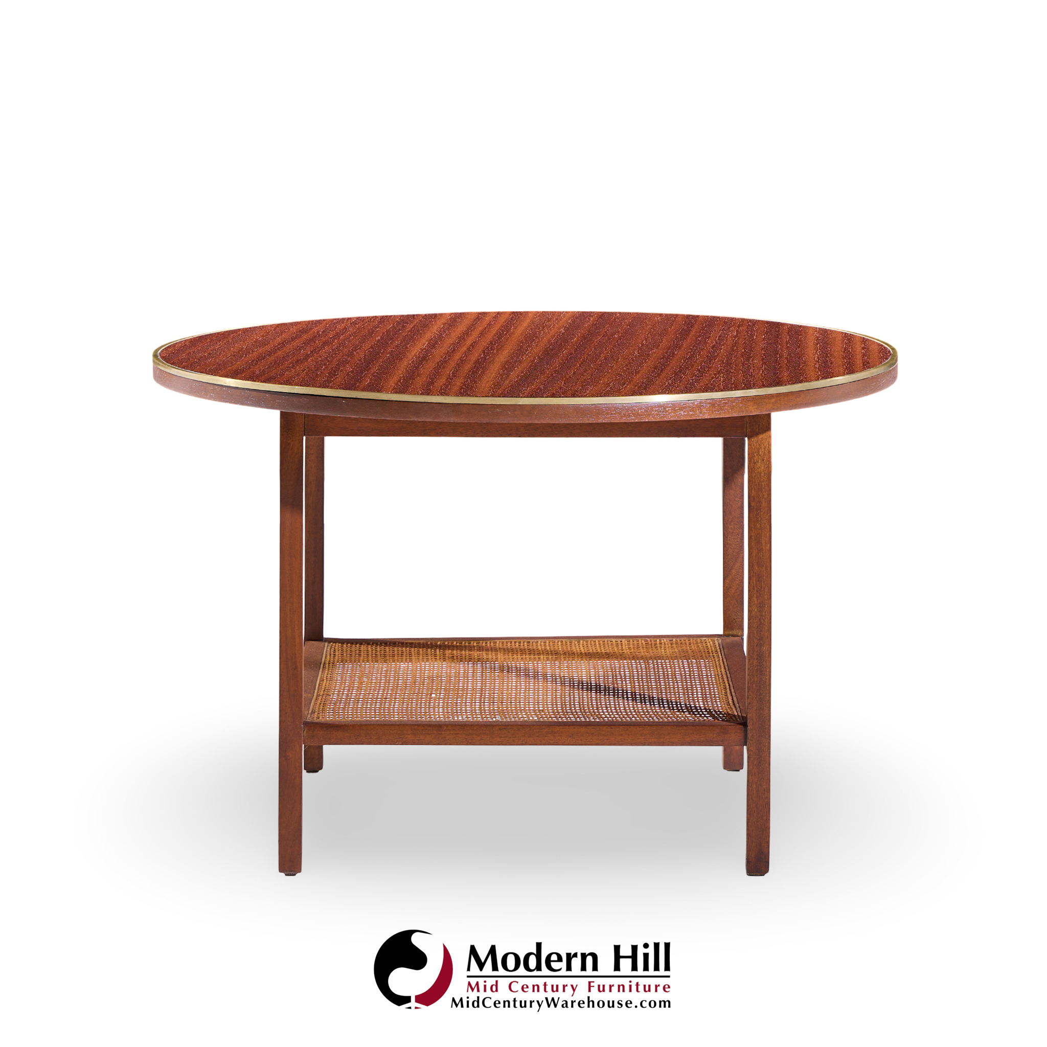 Paul Mccobb for Calvin Mid Century Walnut and Cane Coffee Table