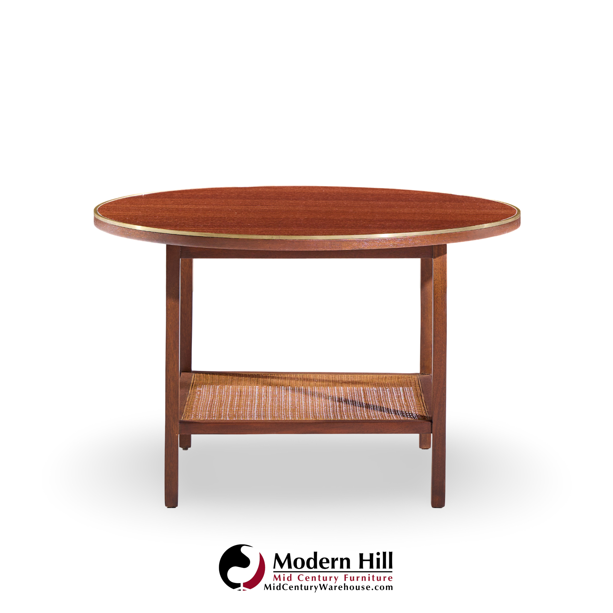Paul Mccobb for Calvin Mid Century Walnut and Cane Coffee Table