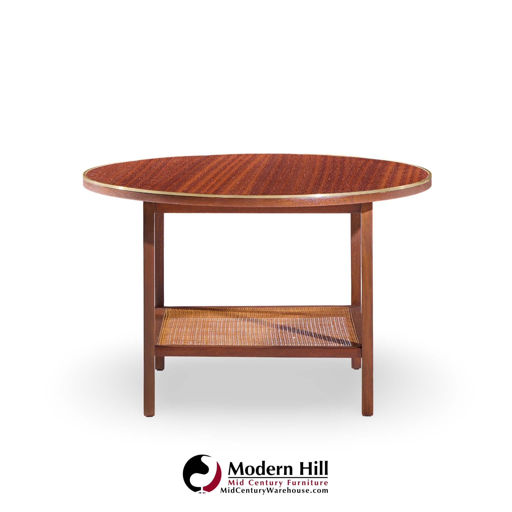 Paul Mccobb for Calvin Mid Century Walnut and Cane Coffee Table