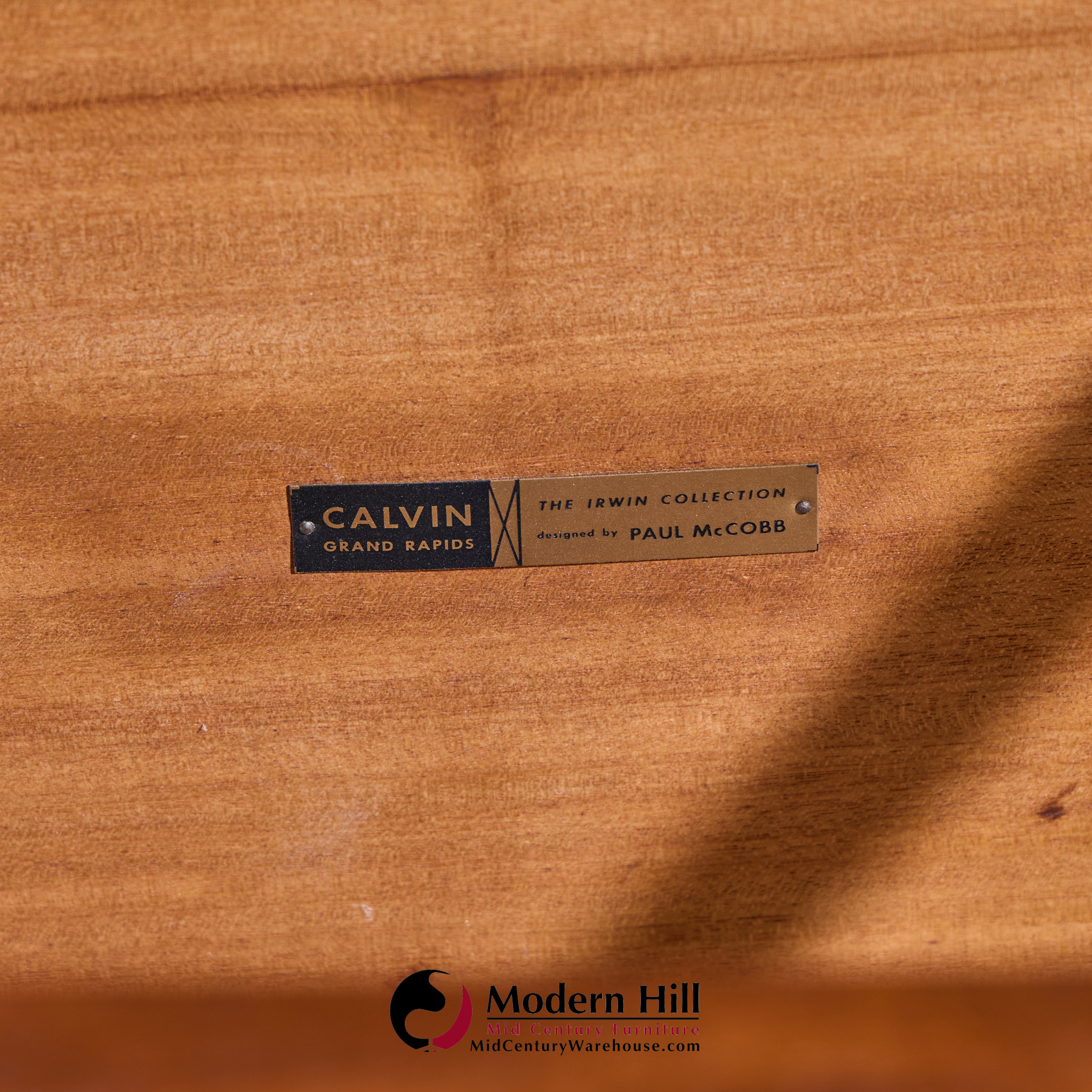 Paul Mccobb for Calvin Mid Century Walnut and Cane Coffee Table