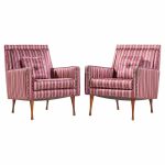 Paul Mccobb for Widdicomb Symmetric Group Mid Century Walnut Lounge Chairs - Pair