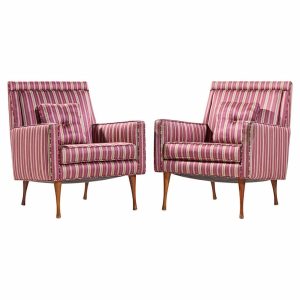 paul mccobb for widdicomb symmetric group mid century walnut lounge chairs - pair