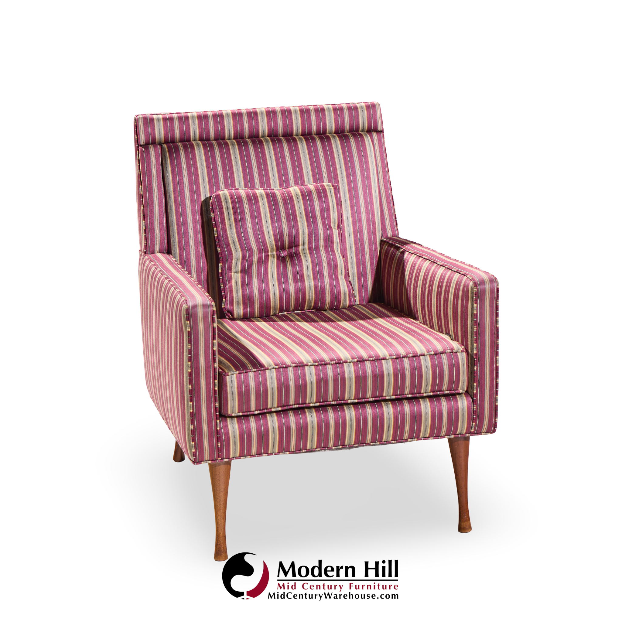 Paul Mccobb for Widdicomb Symmetric Group Mid Century Walnut Lounge Chairs - Pair