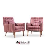 Paul Mccobb for Widdicomb Symmetric Group Mid Century Walnut Lounge Chairs - Pair