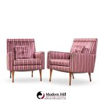 Paul Mccobb for Widdicomb Symmetric Group Mid Century Walnut Lounge Chairs - Pair