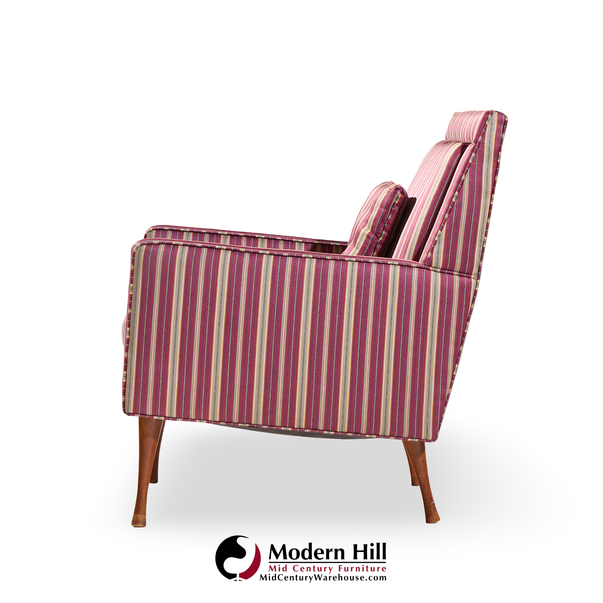 Paul Mccobb for Widdicomb Symmetric Group Mid Century Walnut Lounge Chairs - Pair